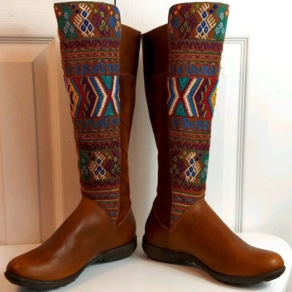 Karim Corzo Embroidered Tall Leather Boots Sz 36